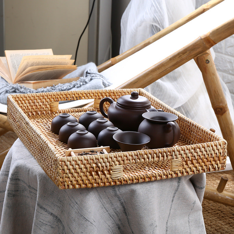 Handcrafted Rectangular Woven Serving Tray 
Maetiva