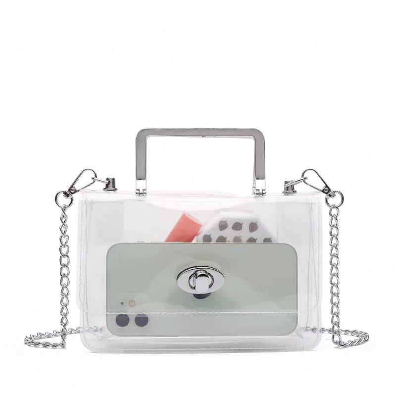 Transparent shoulder bag with structured design 
Maetiva