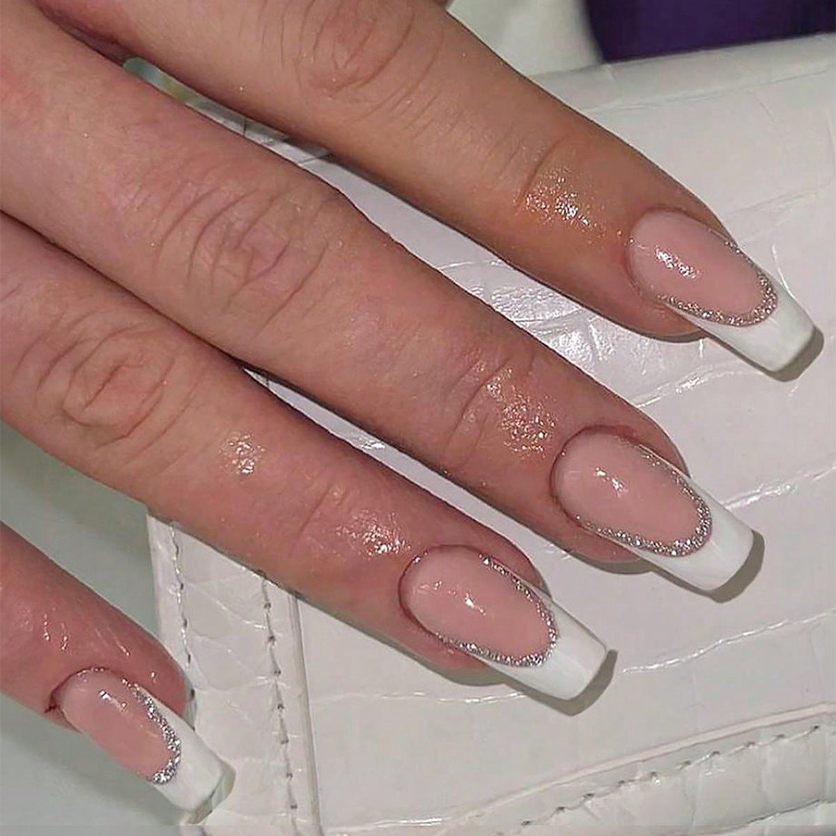 Decorative French Tip Press-On Nail Set 
Maetiva