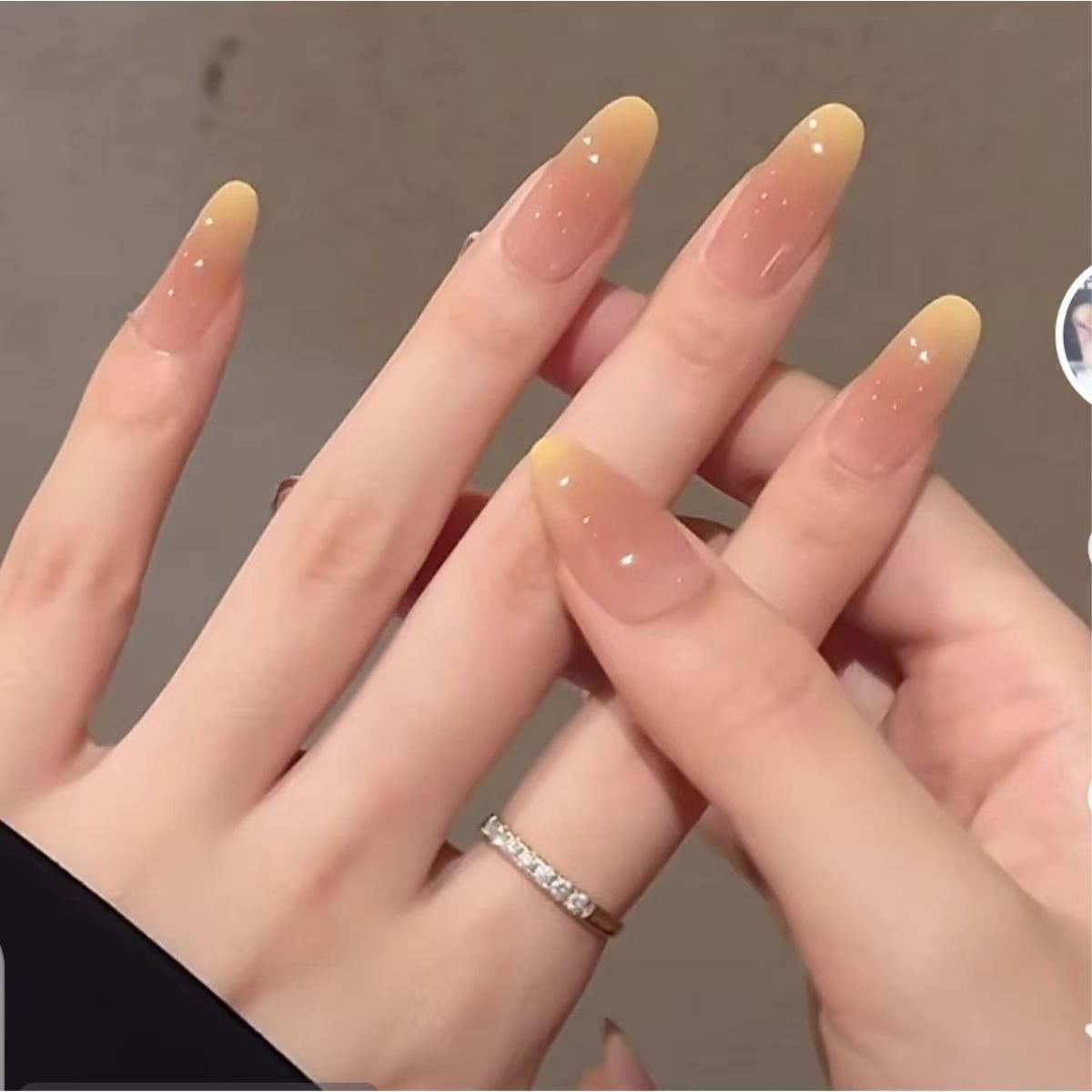 Ombre Stiletto Press-On Nail Art with Gem Accents 
Maetiva