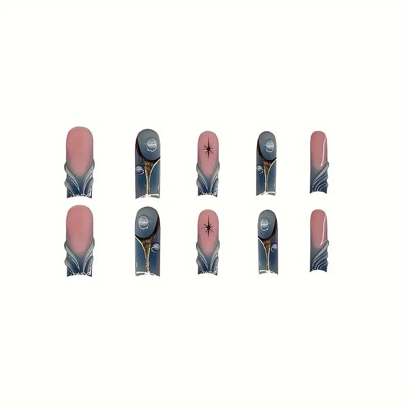 Artistic Abstract Press-On Nail Design 
Maetiva