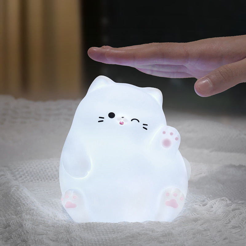 Maetiva® Squishy Silicone Waving Cat LED Night Light - Perfect Gift for Kids and Girls