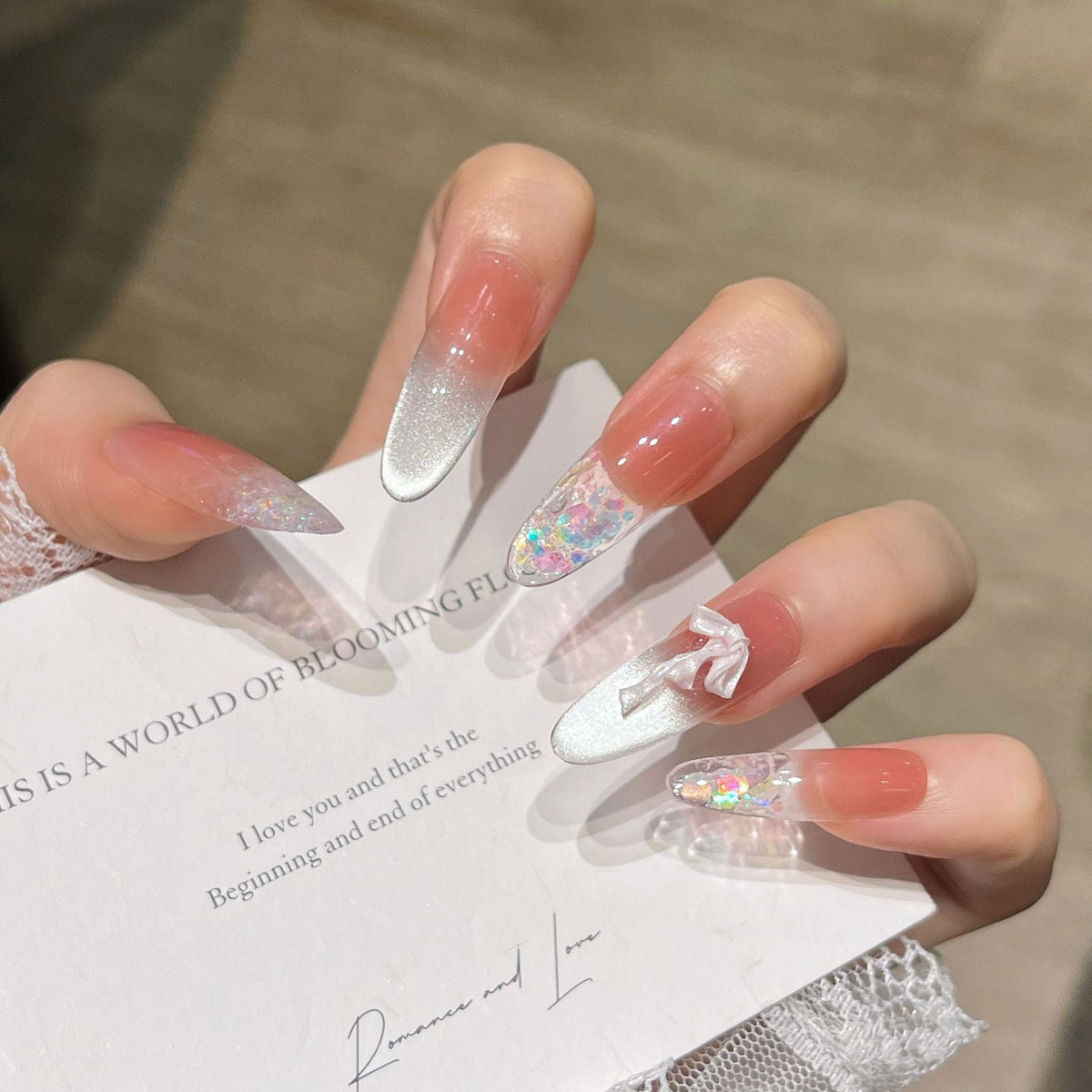 Glamorous Crystal-Studded Stiletto Press-On Nails 
Maetiva