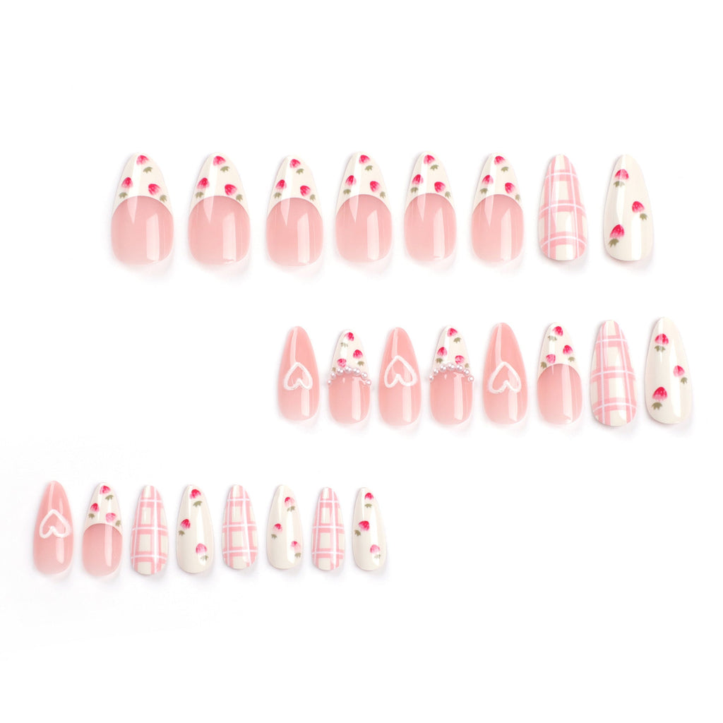 Artistic Heart and Floral Press-On Nail Extensions 
Maetiva