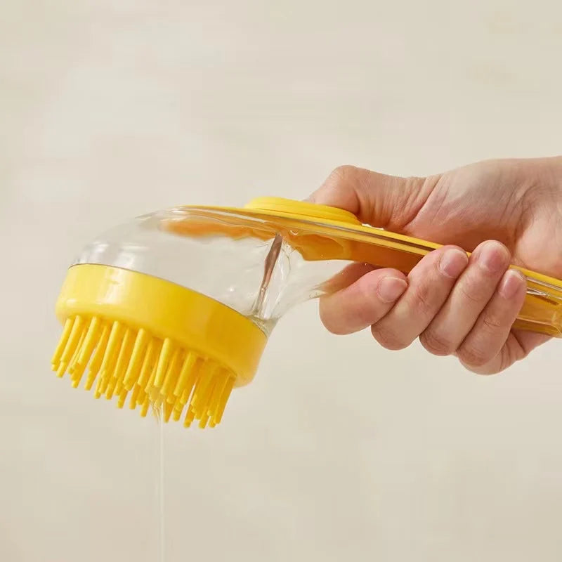 Pet Bath Brush – All-in-One Grooming Tool with Soap Dispenser for Dogs &amp; Cats