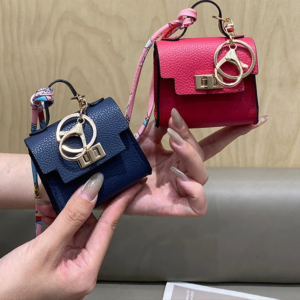 Mini Square Leather Bag Charm — Adorable Accessory, Chic, Stylish, Compact, Versatile