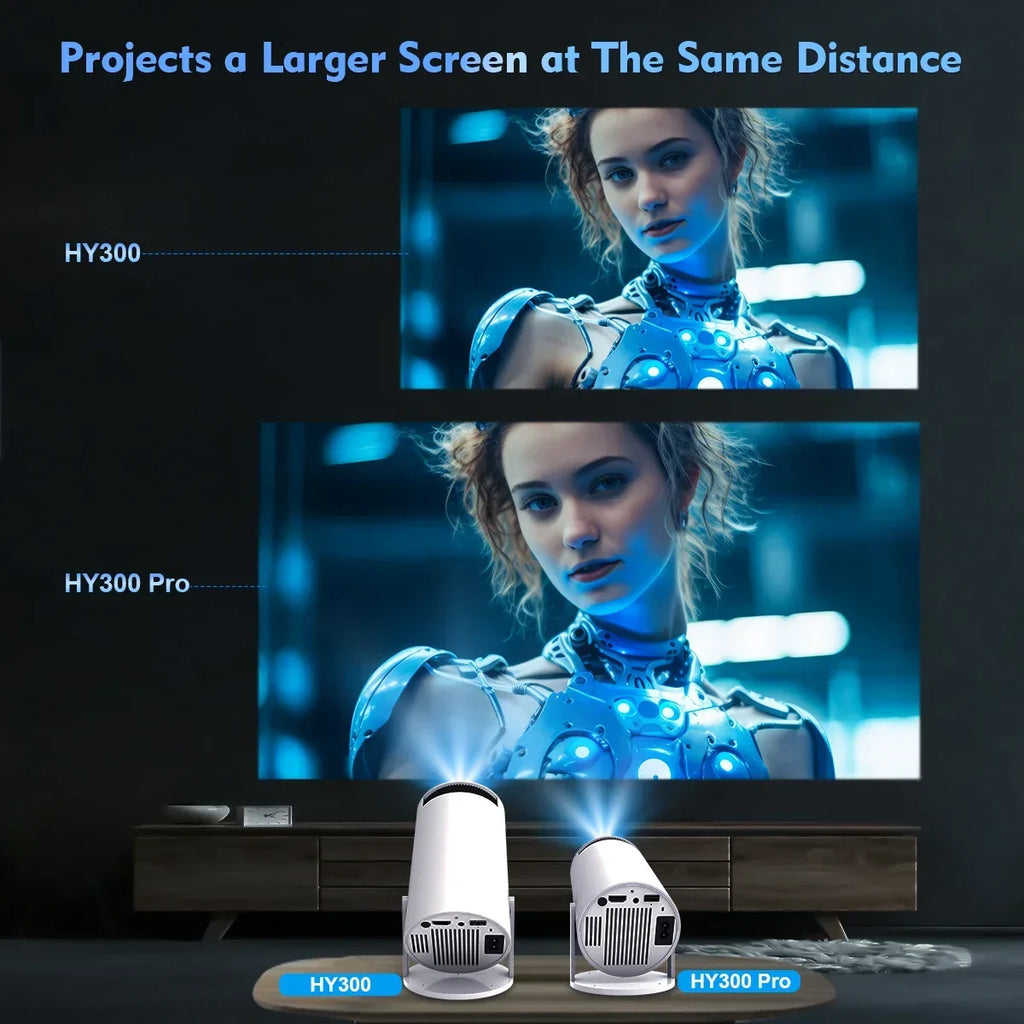 HY300 Pro Smart Mini Projector – Android 11 & 180° Flexible