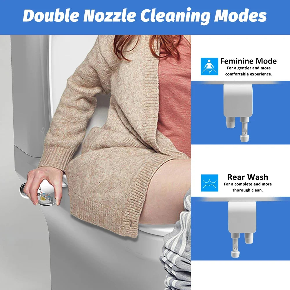Non-Electric Bidet Toilet Attachment – Dual Nozzle, Adjustable Water Pressure