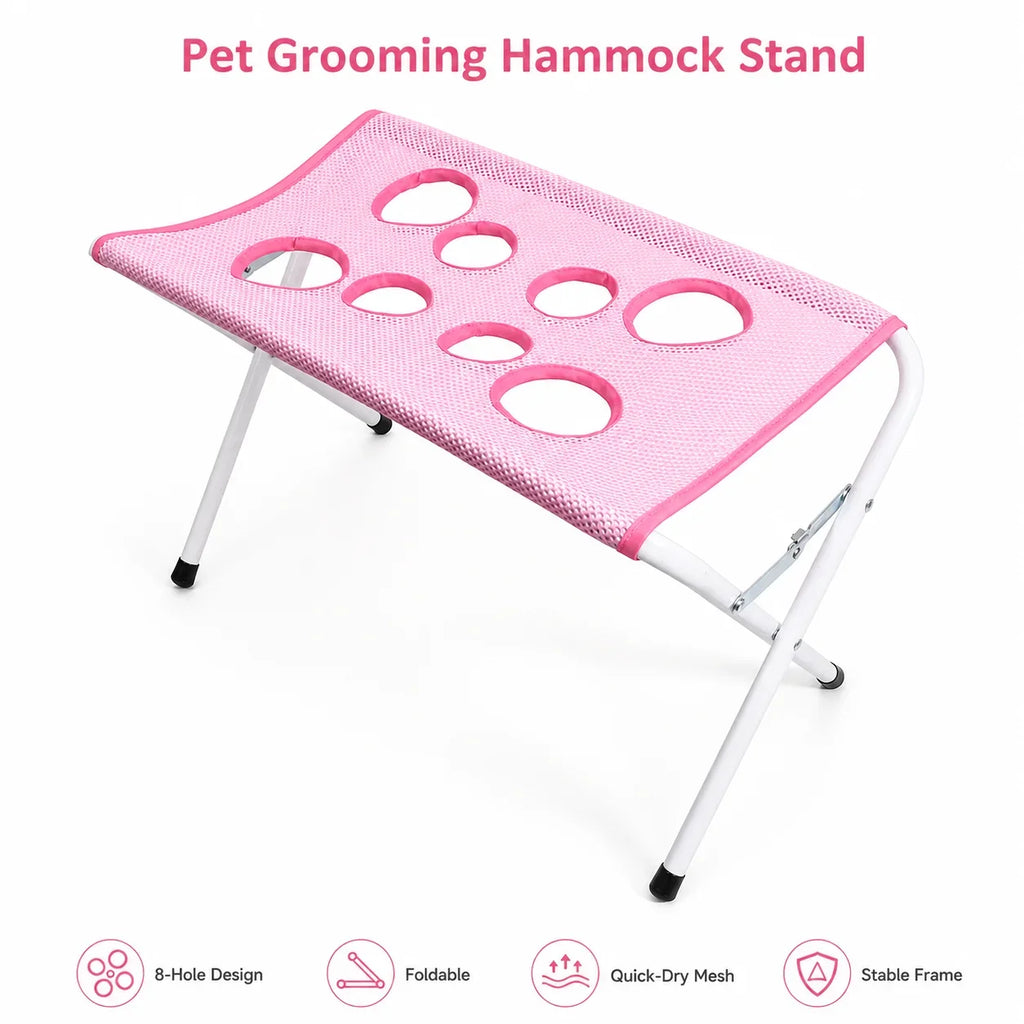 Foldable Cat & Dog Bathing Rack with Quick-Dry Mesh for Nail Trimming & Grooming