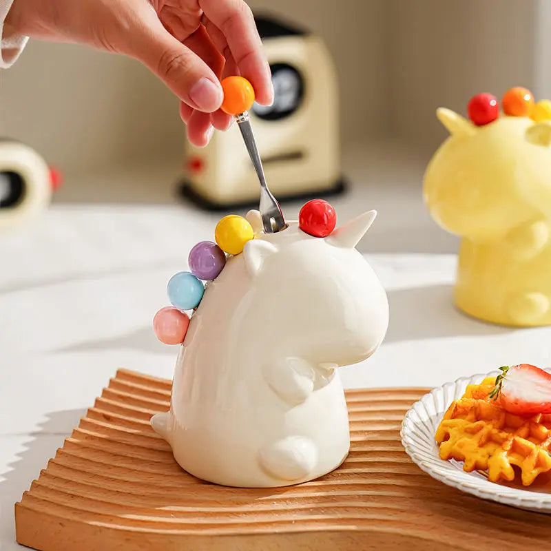 Ceramic Unicorn Stainless Steel Fruit Fork Set