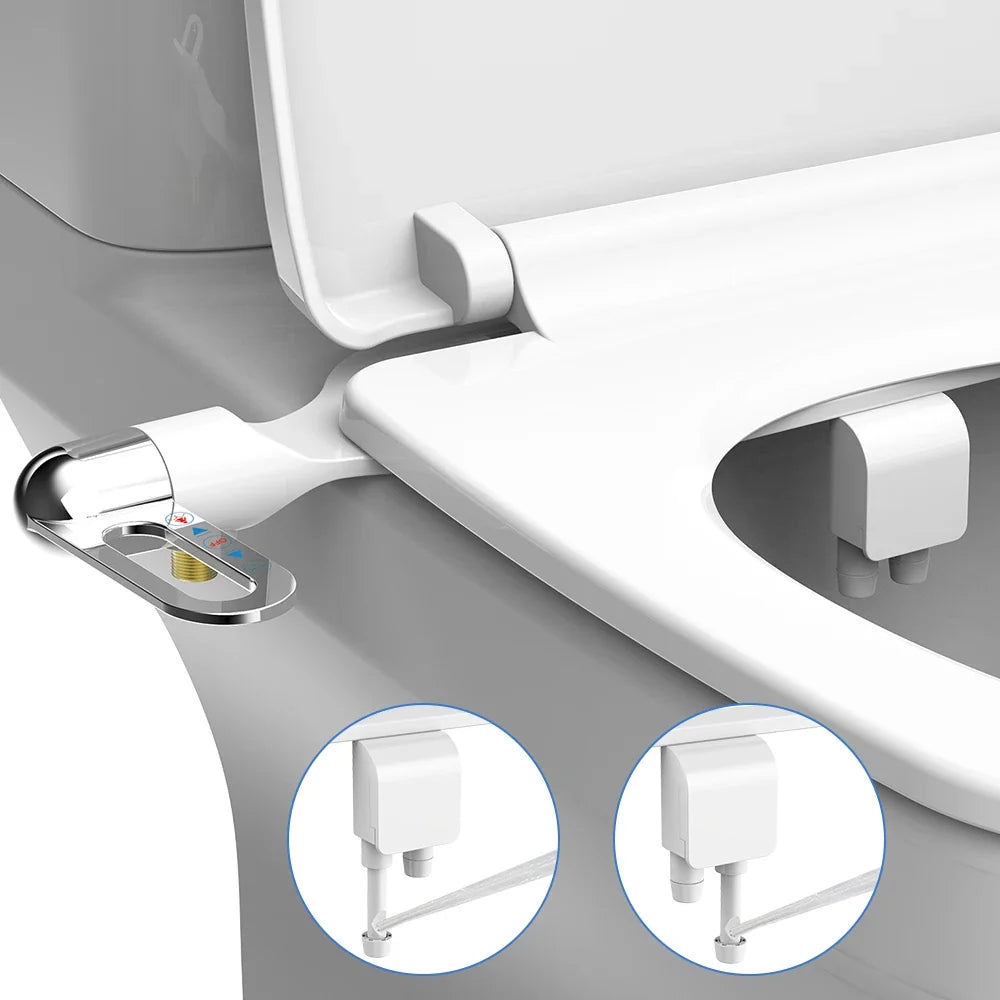 Non-Electric Bidet Toilet Attachment – Dual Nozzle, Adjustable Water Pressure