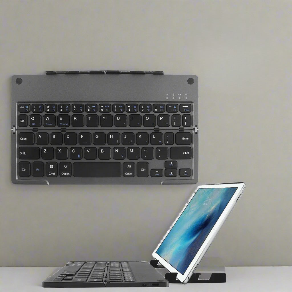 Travel-Friendly Foldable Wireless Keyboard Phone Holder