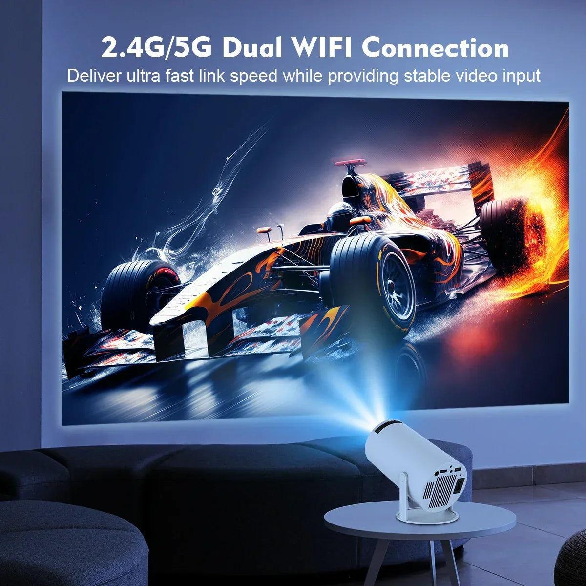 HY300 Pro Smart Mini Projector – Android 11 & 180° Flexible