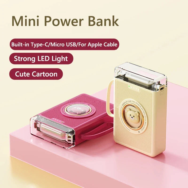 Mini Cute Built-in Cable LED Powerbank