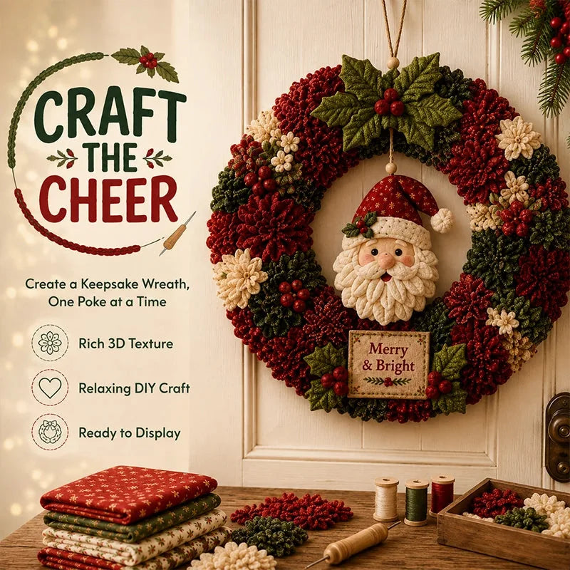 3D Fabric Poke Christmas Wreath DIY Kit – 6 Designs