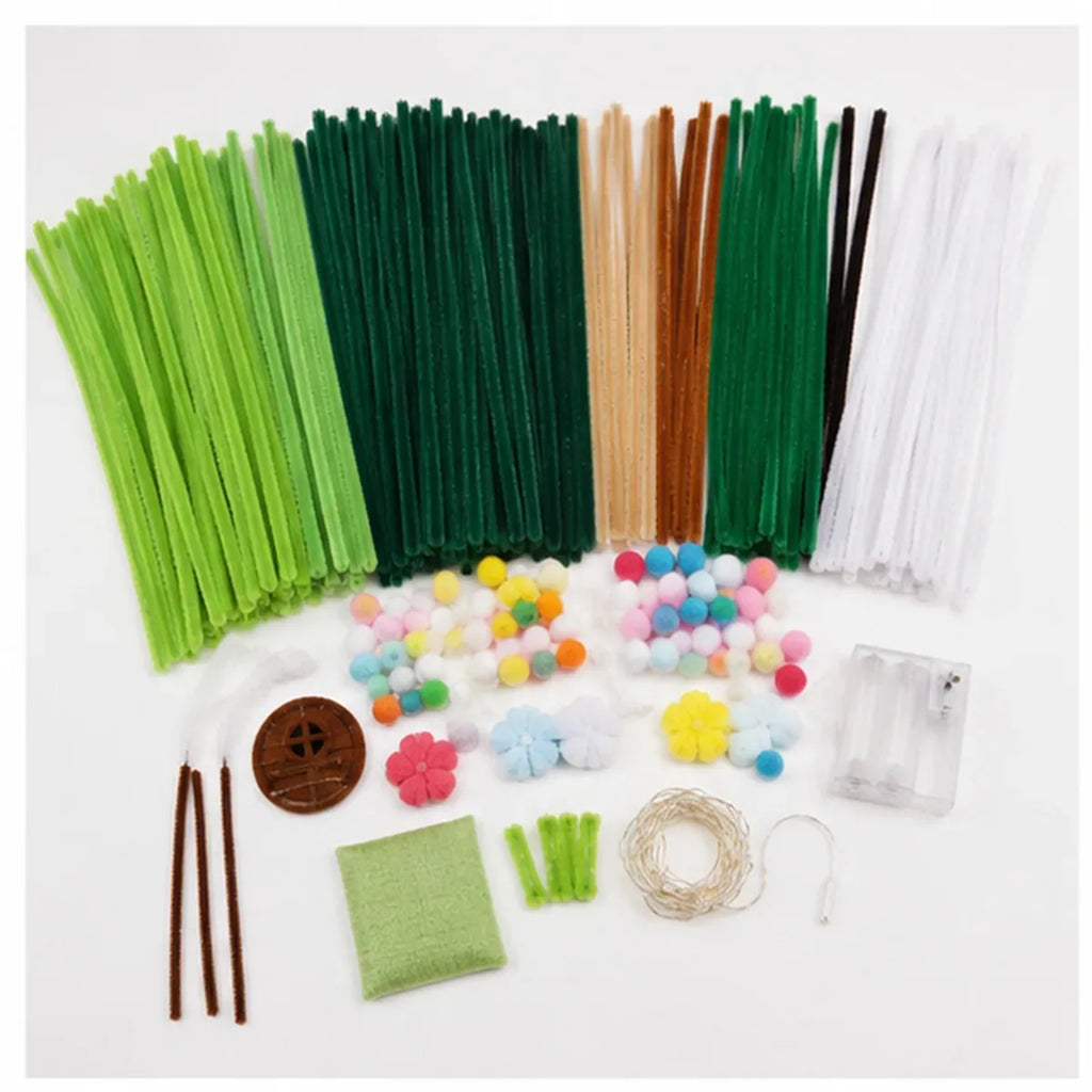 DIY Pipe-Cleaner Christmas Tree House Kit with Lights