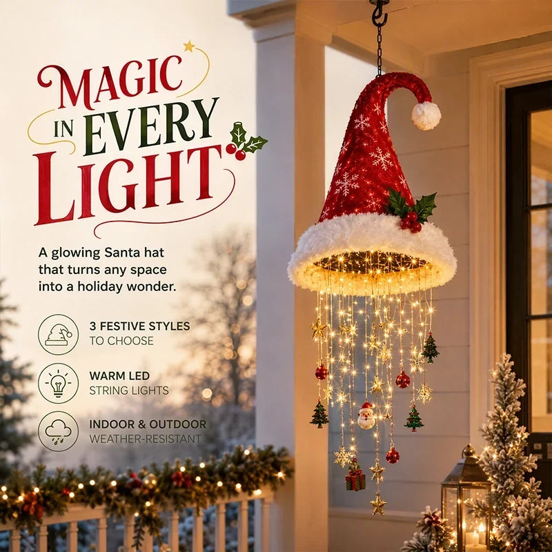 Lighted Santa Hat Hanging Chandelier – 3 Designs