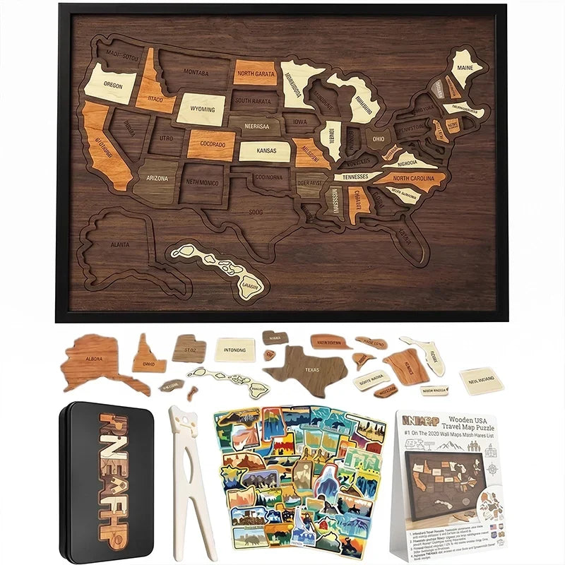 Wooden USA Travel Map Puzzle