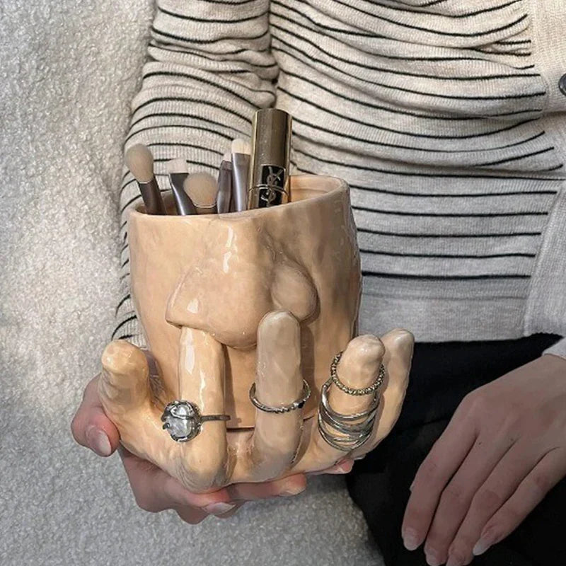 Artistic Hand Grip Base Unique Coffee Mug