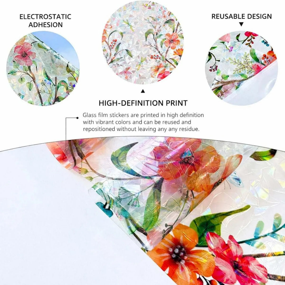 Sunlit Garden Floral Privacy Window Film
