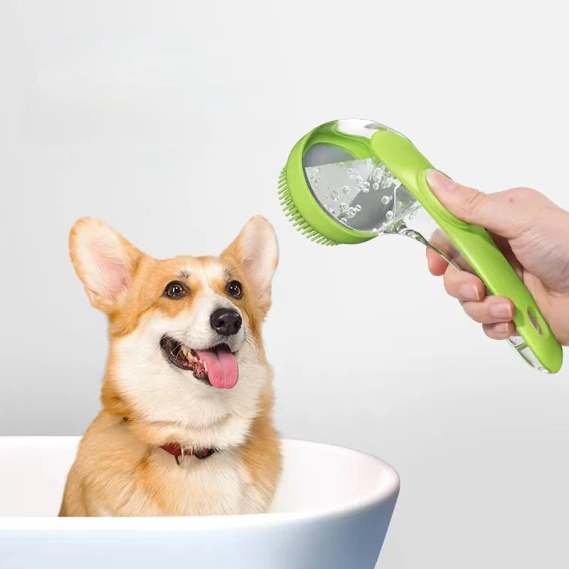 Pet Bath Brush – All-in-One Grooming Tool with Soap Dispenser for Dogs &amp; Cats