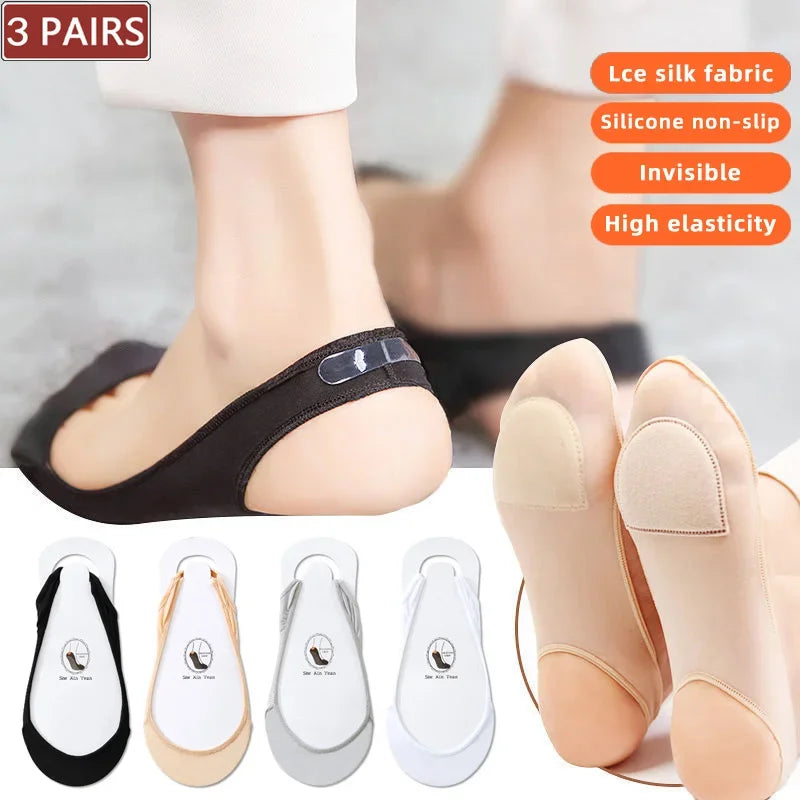Invisible Low-Cut Footies with Silicone Grip for Heels &  Loafers