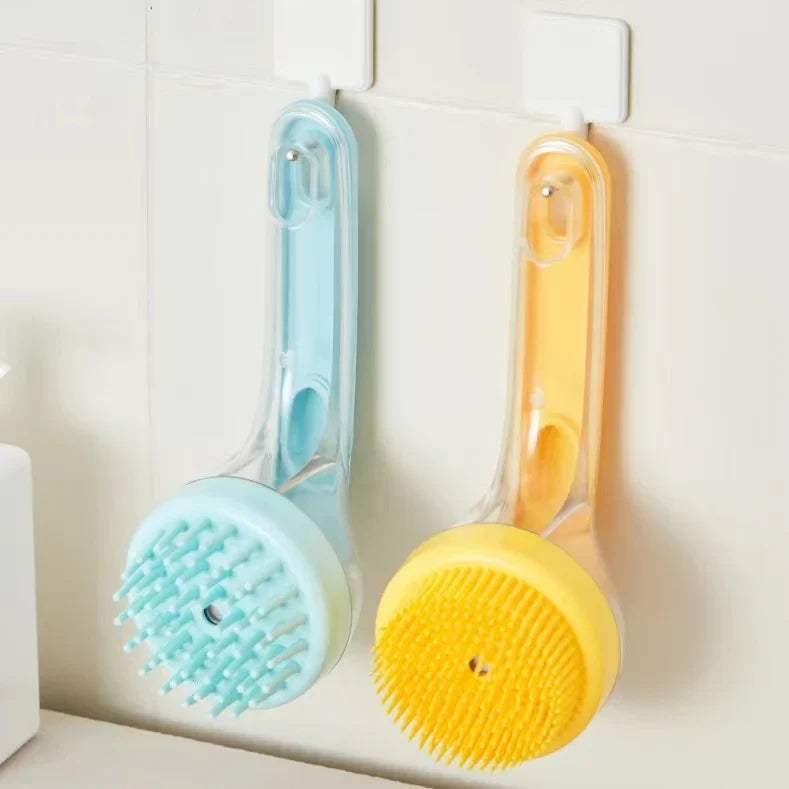 Pet Bath Brush – All-in-One Grooming Tool with Soap Dispenser for Dogs &amp; Cats