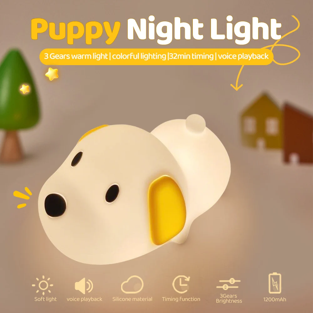 Maetiva® Puppy Silicone Squishy Night Light Gift Cute Droopy Ears and Cozy for Decor Perfect Gift