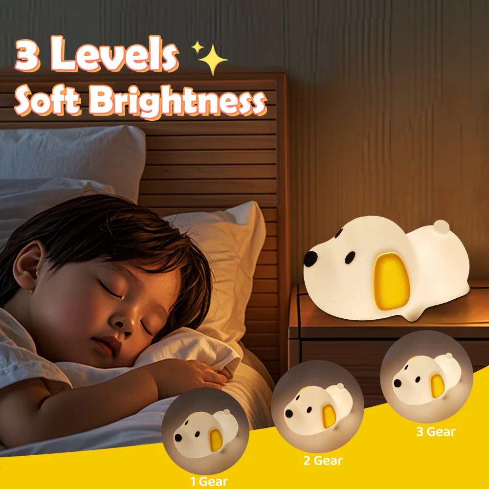 Maetiva® Puppy Silicone Squishy Night Light Gift Cute Droopy Ears and Cozy for Decor Perfect Gift