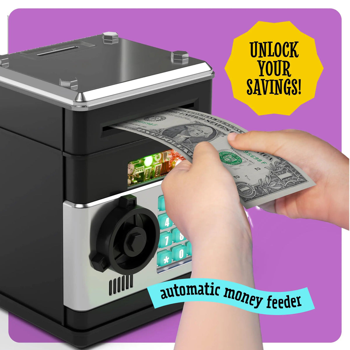 Electronic ATM Piggy Bank — Digital Display, Password Protected, Coin Slot, Bill Feeder, Realistic Sounds, Kids Gift