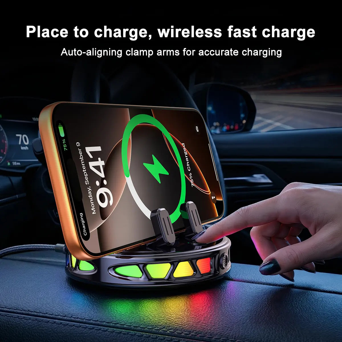 Wireless Charging Car Mount — Fast Charging, Automatic Clamping, Vent Mount, Dashboard Mount, Rotating, Universal