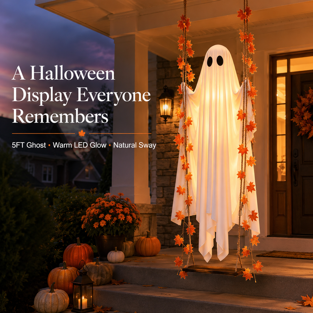 Swinging Ghost – Light-Up Halloween Porch Decor