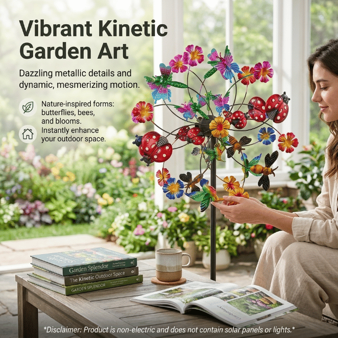 Outdoors Wind Spinners with Decorative Flowers