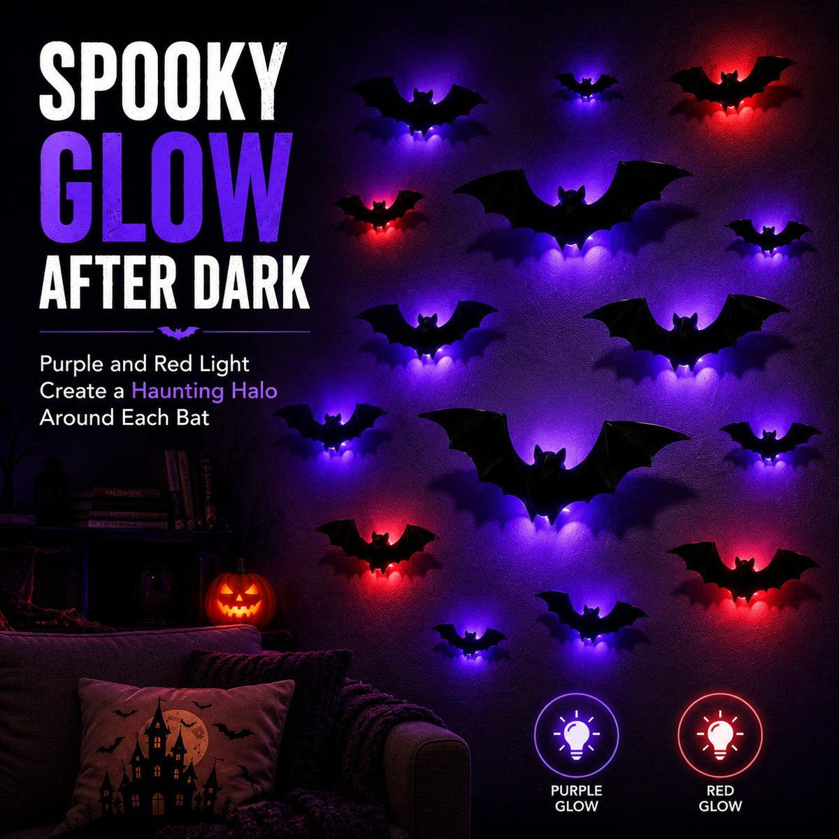 3D LED Flying Bat Wall Decor