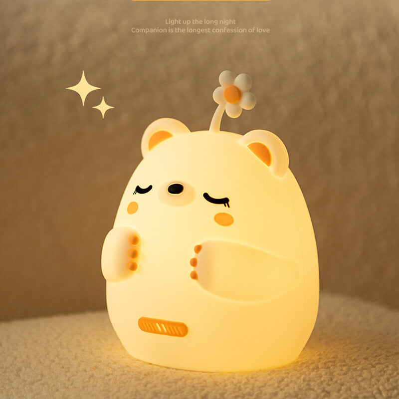 Maetiva® Breathing Bear Snuggly  Squishy Silicone Sleeping Companion Sound LED Night Light Perfect Gift