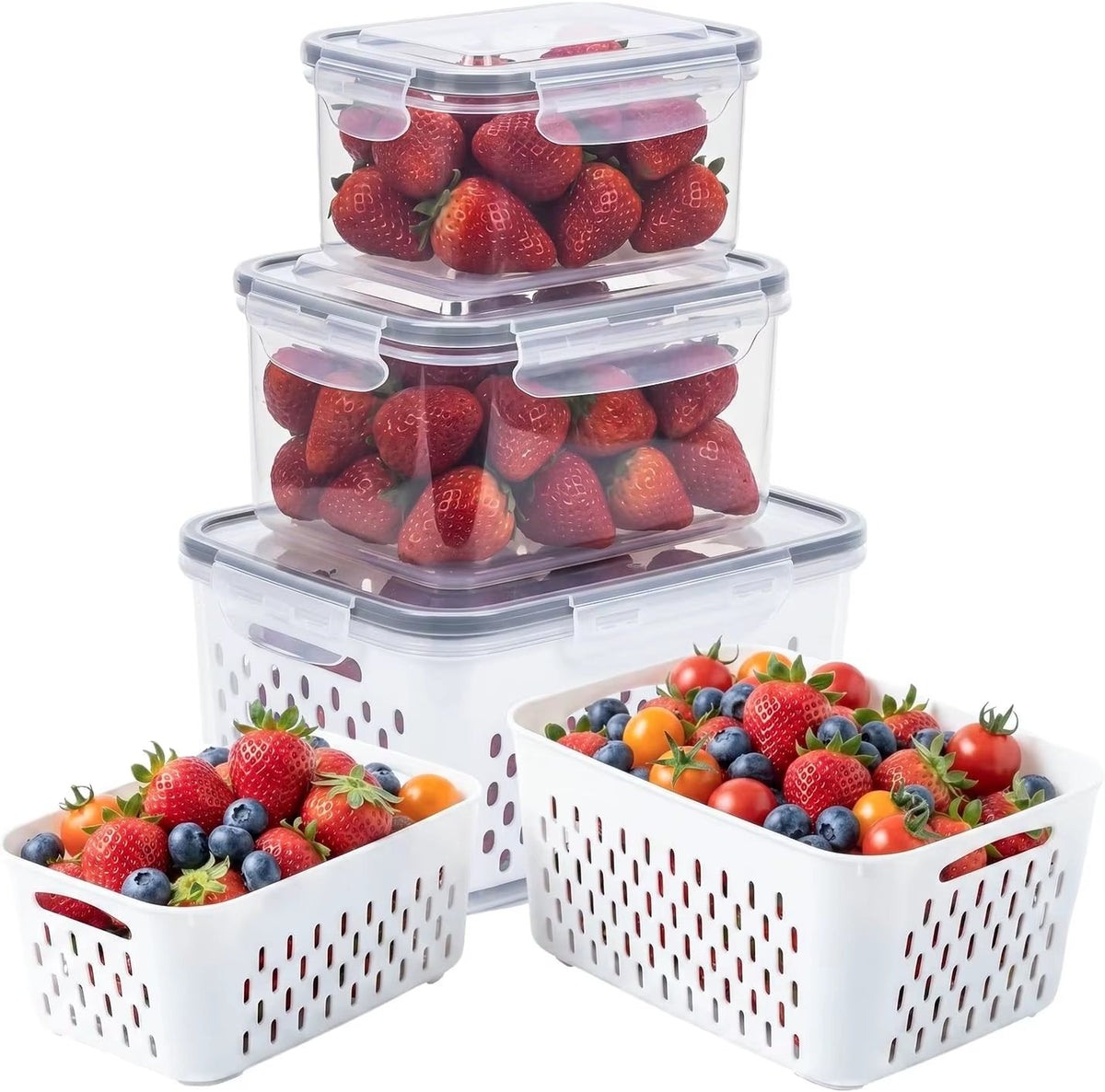 Fridge Organizer — Clear, Stackable, BPA-Free, Produce Saver, Food Storage, Refrigerator Bin