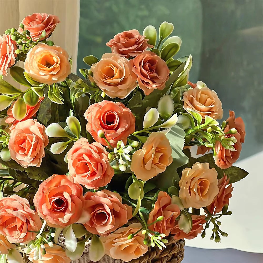 Terracotta Austin Rose Basket Faux Floral Arrangement