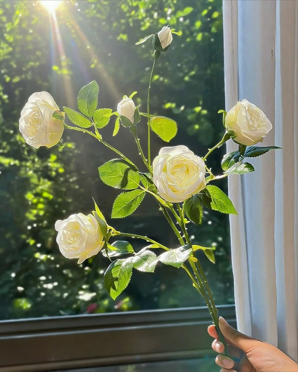 Luxe White Spray Rose Faux Floral Arrangement