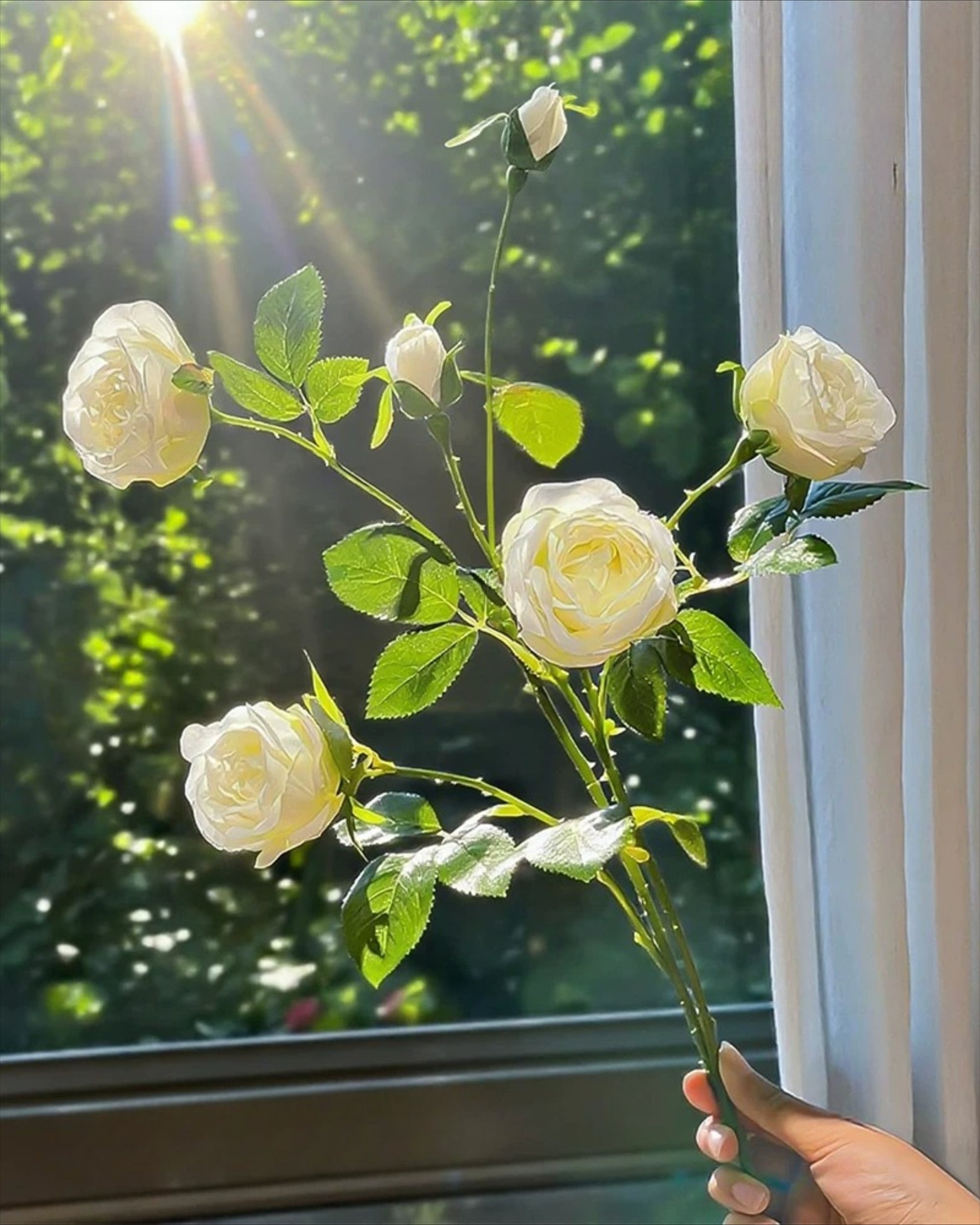 Luxe White Spray Rose Faux Floral Arrangement