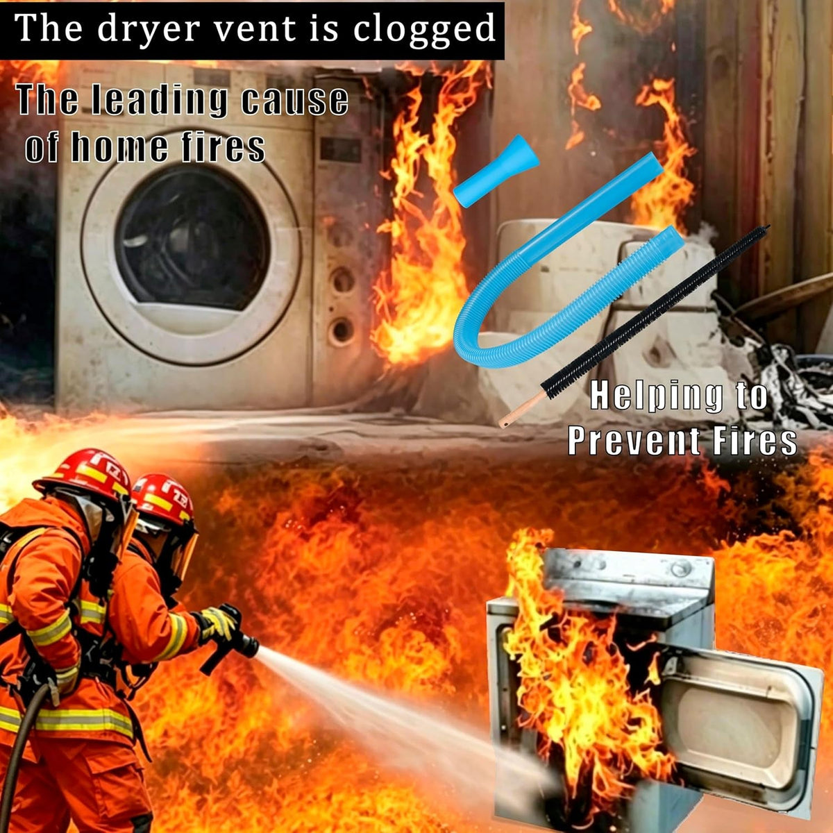 Dryer Vent Cleaner Kit — Flexible, Rotating Brush, Lint Remover, Duct Brush, Extendable, Power Drill Attachment