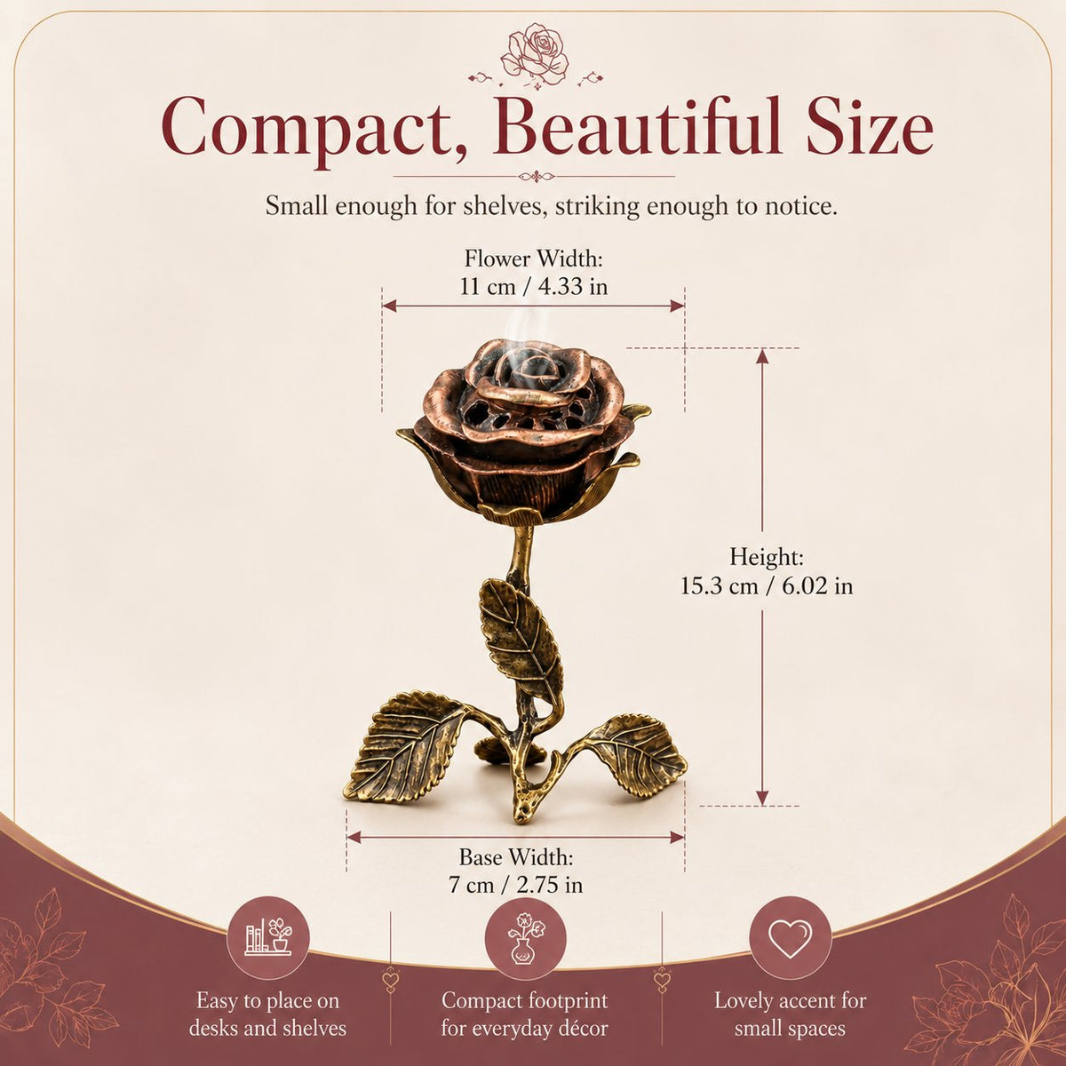 Vintage Rose Incense Burner – A Thoughtful Gift for Meditation & Relaxation Lovers