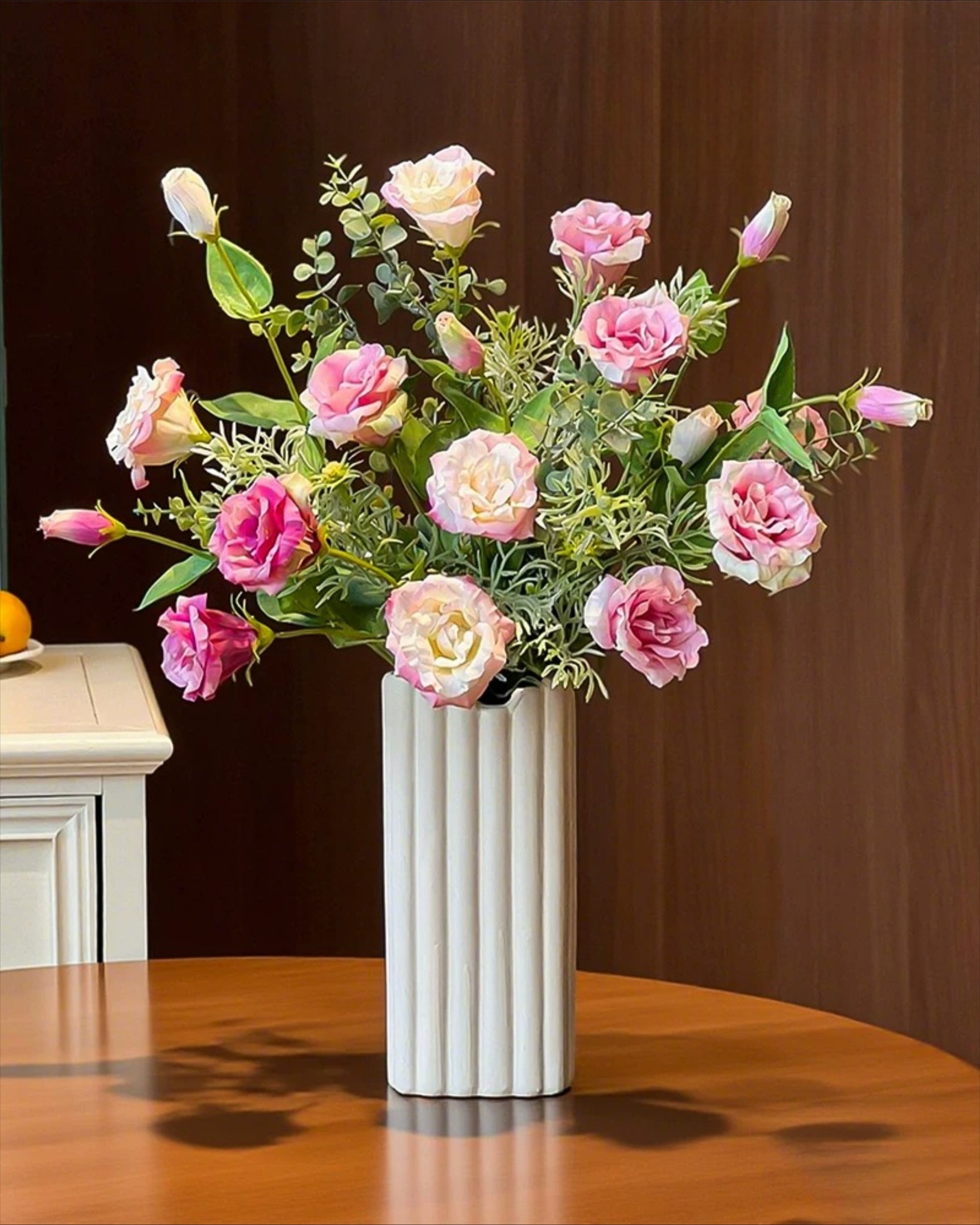 Soft Pink Lisianthus Faux Floral Arrangement
