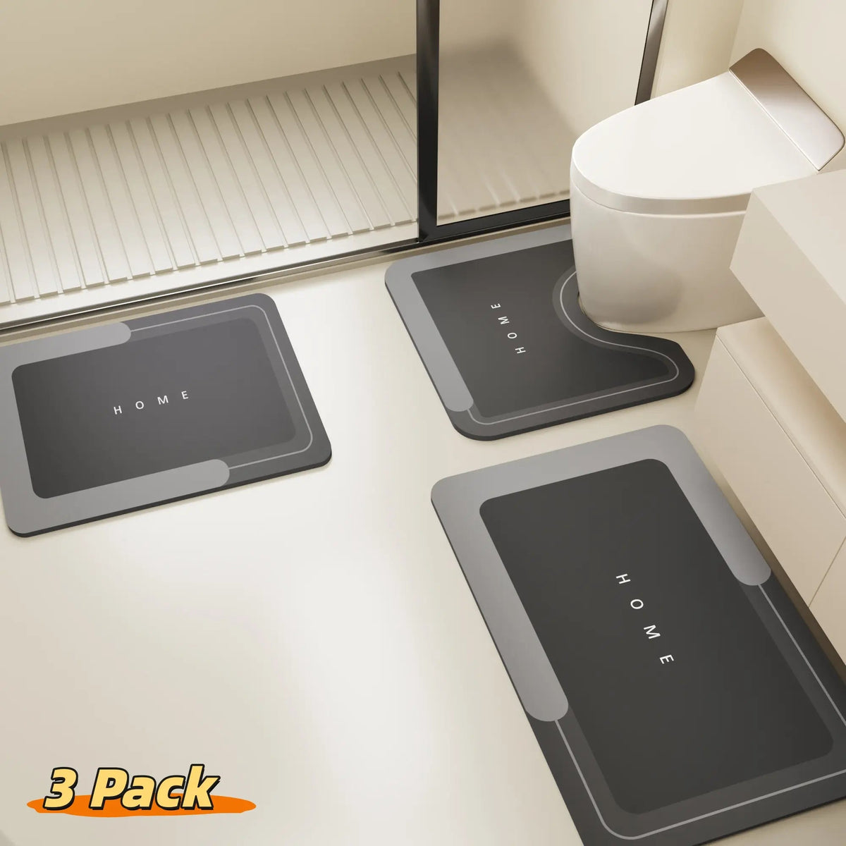 Bathroom Mat — Quick-Dry, Non-Slip, Plush, Absorbent, Machine Washable