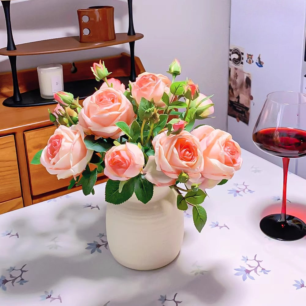 Ethereal Blush Rose Tablescape Faux Floral Arrangement