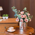 Dusty Rose & Eucalyptus Hug Bucket Faux Floral Arrangement