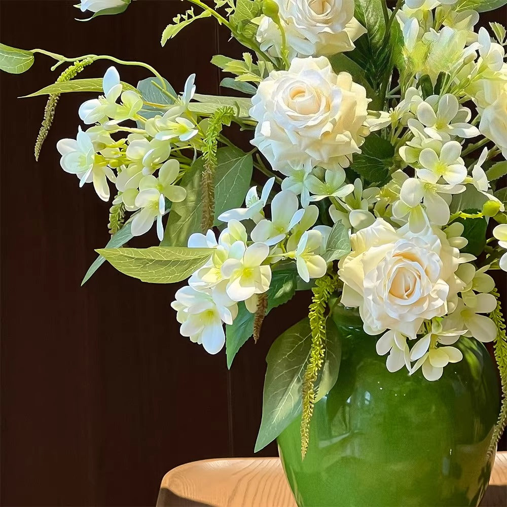 Nordic White Rose & Blossom Breeze Faux Floral Arrangement