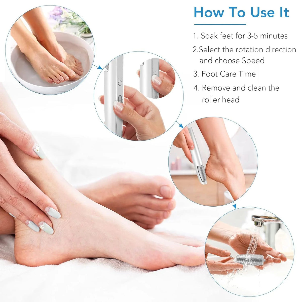 Rechargeable Electric Foot File – Smooth Heels, Anytime Anywhere