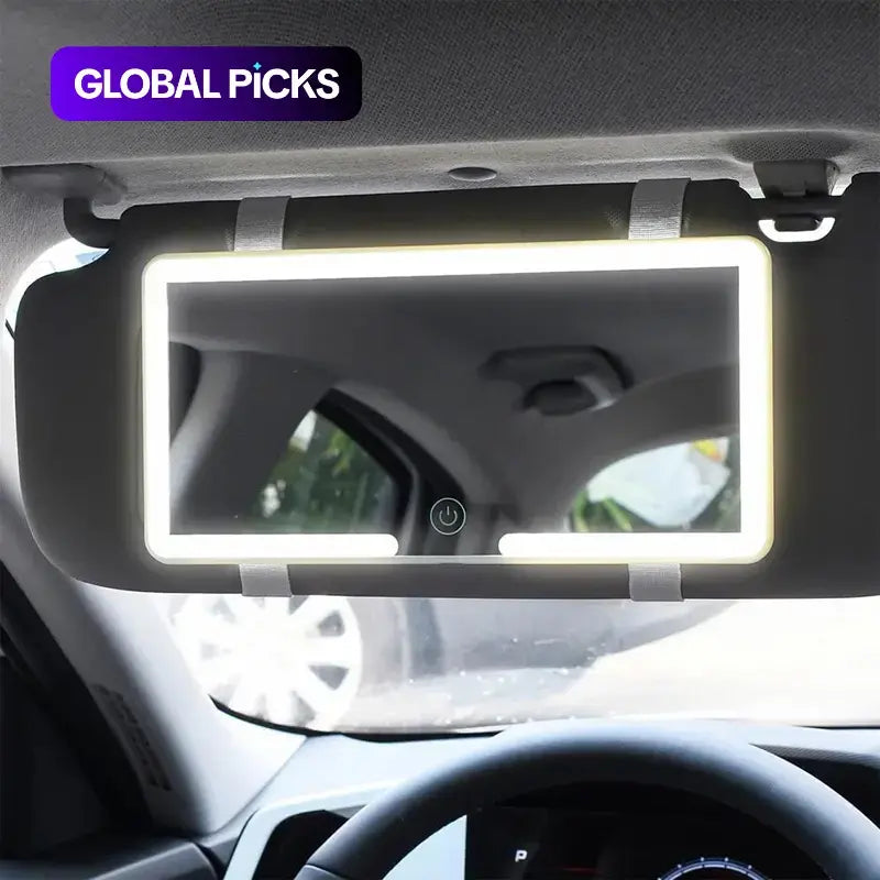 LED Car Sun Visor Mirror Light — Dimmable, Rechargeable, Touch Control, Portable, Universal Fit, USB Powered