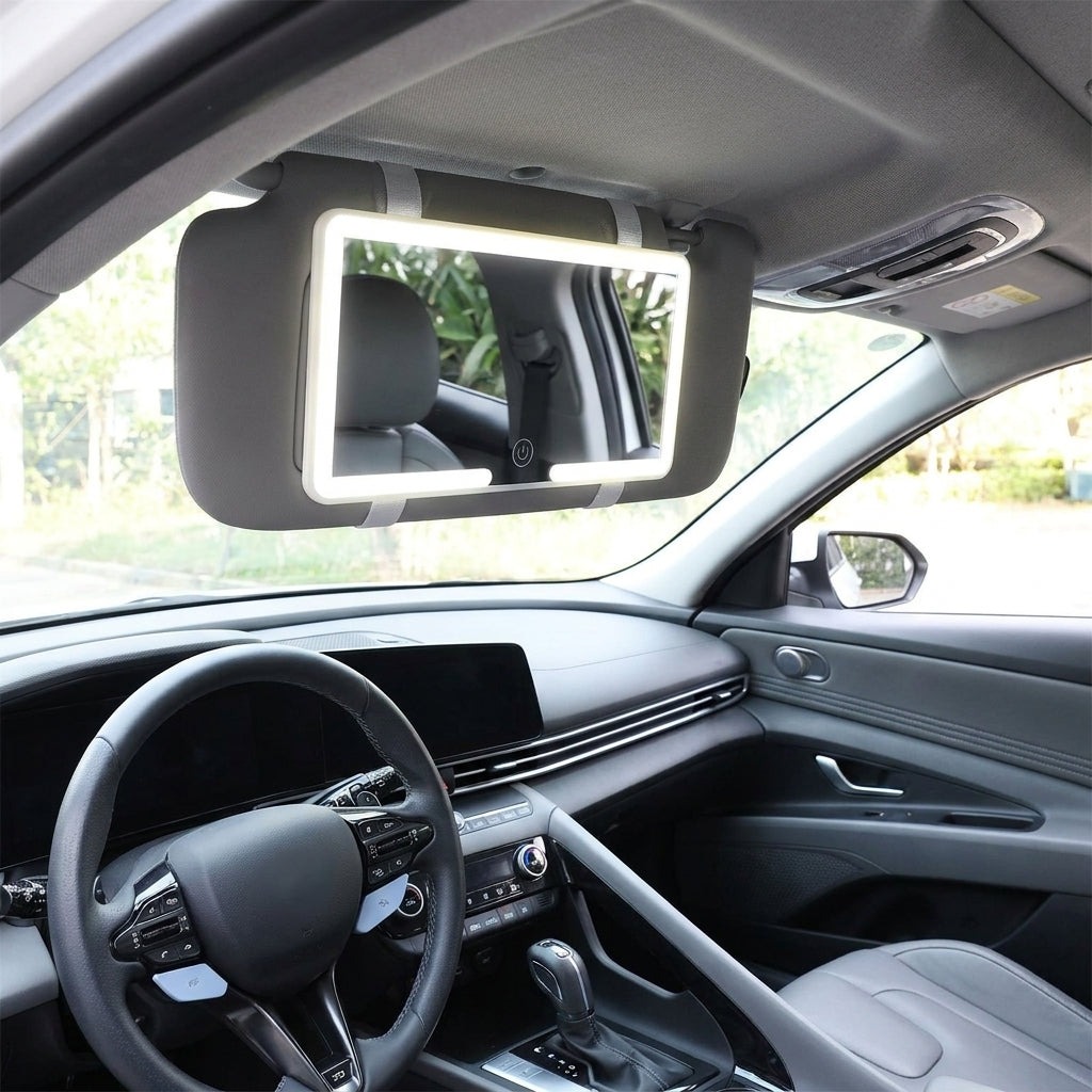 LED Car Sun Visor Mirror Light — Dimmable, Rechargeable, Touch Control, Portable, Universal Fit, USB Powered