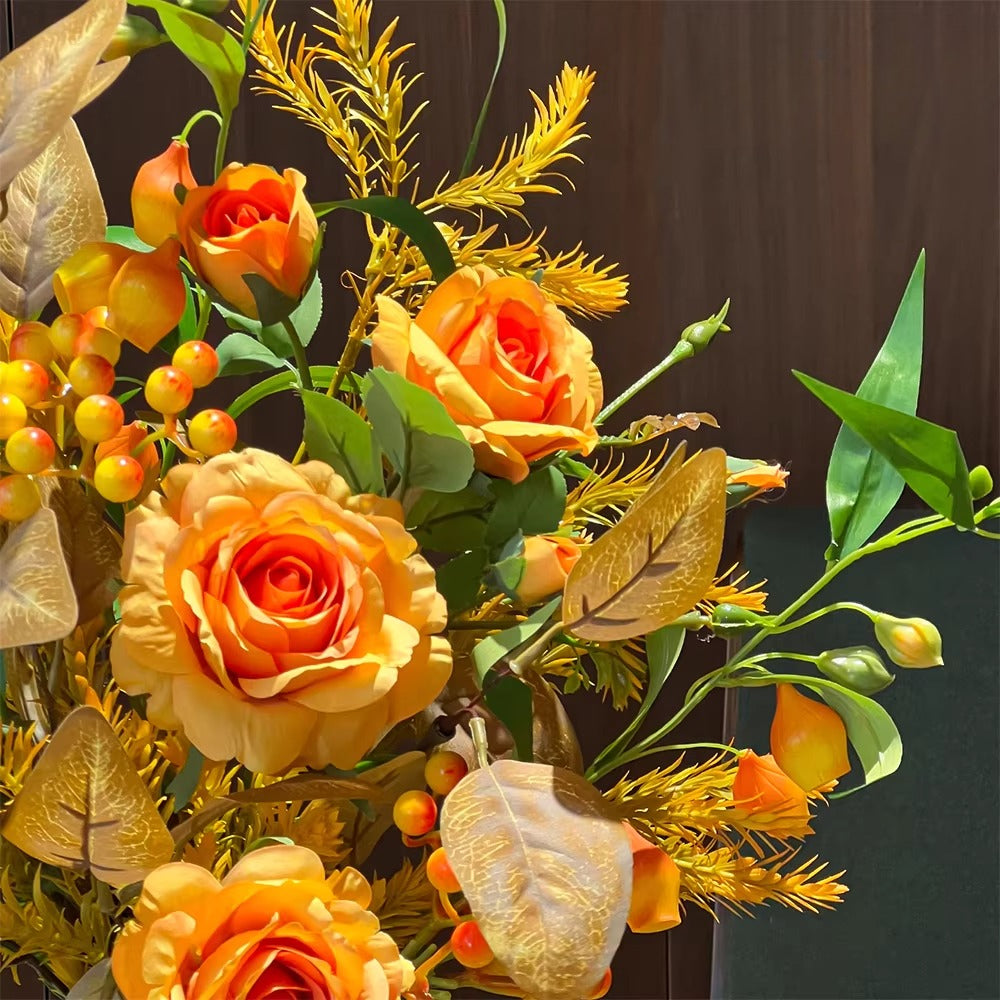 Ethereal Harvest Rose Ensemble Faux Floral Arrangement